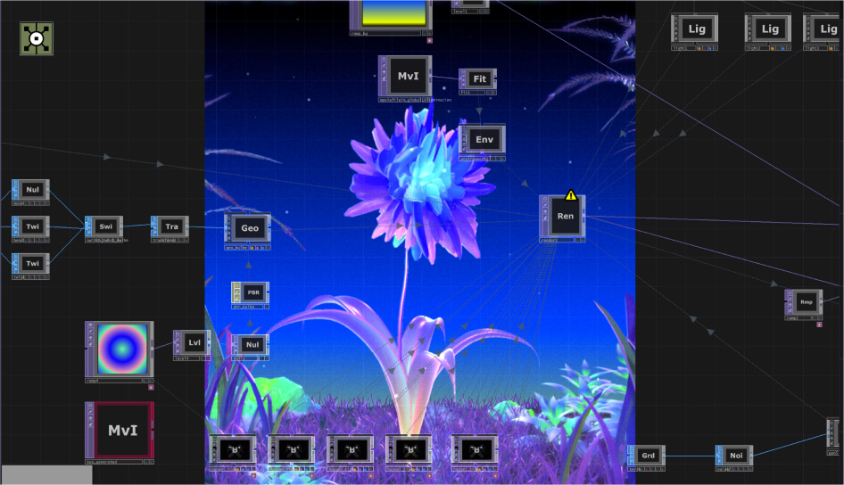 Hanami, interactive installation and immersive experience, touchdesigner software