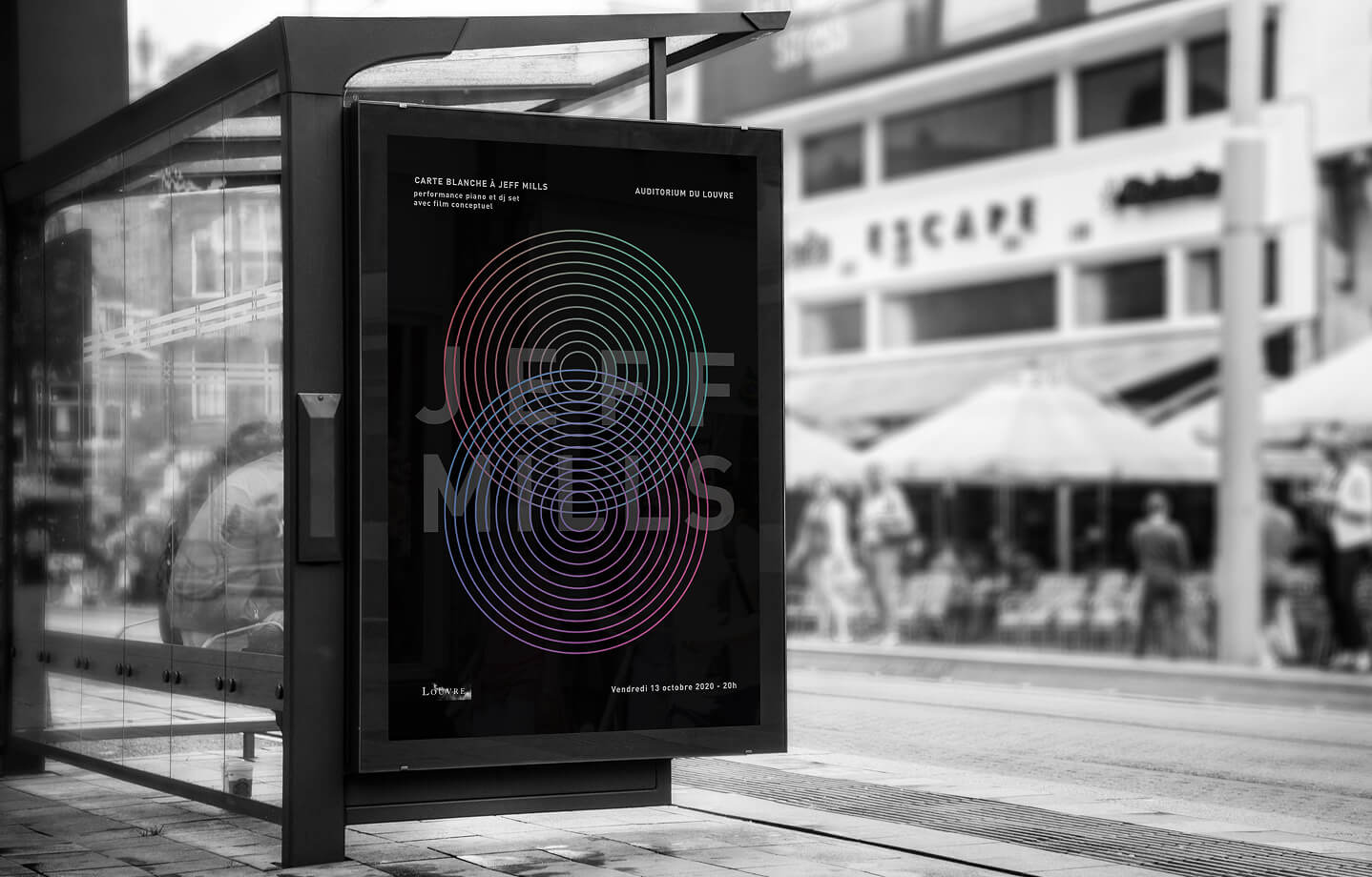 Project Jeff Mills, auditorium Louvres, print poster, fictional