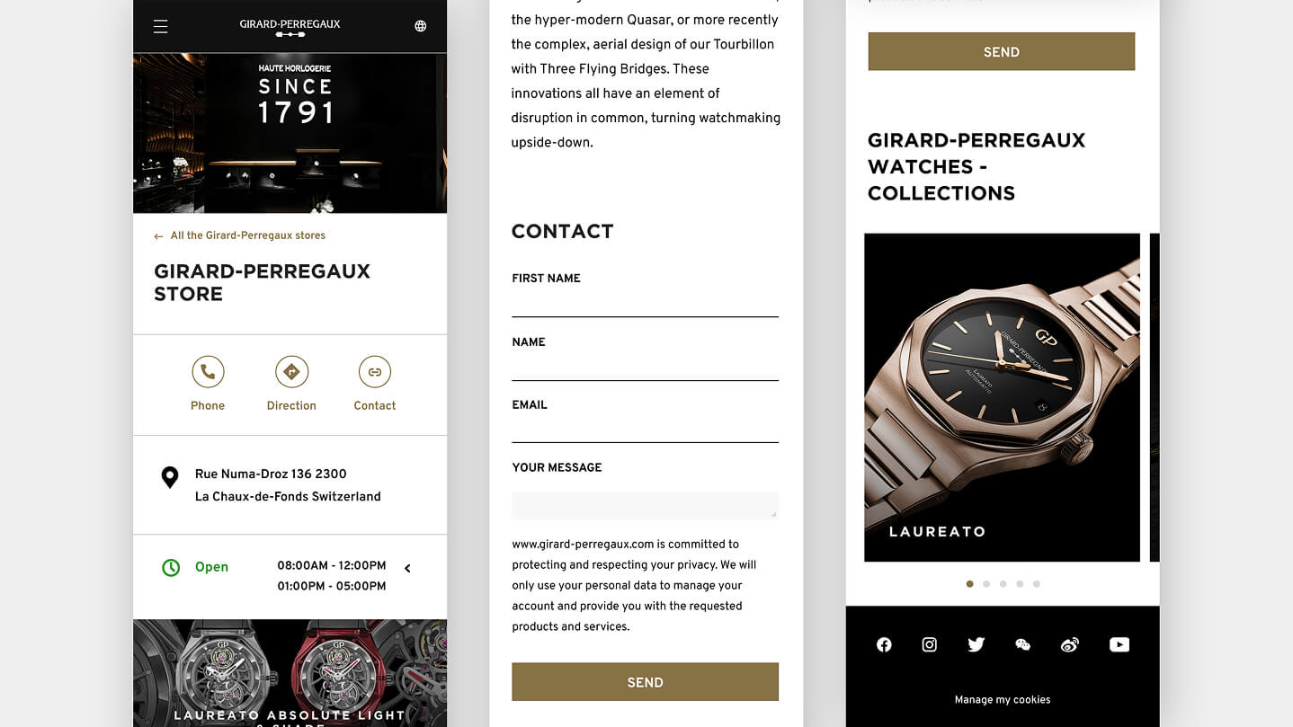 Girard Perregaux, website, store locator, gtrsuite, mobile