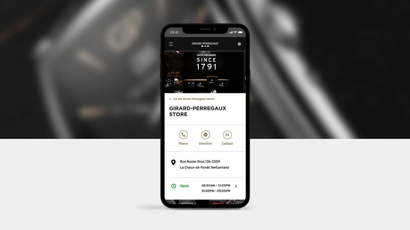 Girard Perregaux, website, store locator, gtrsuite, mobile